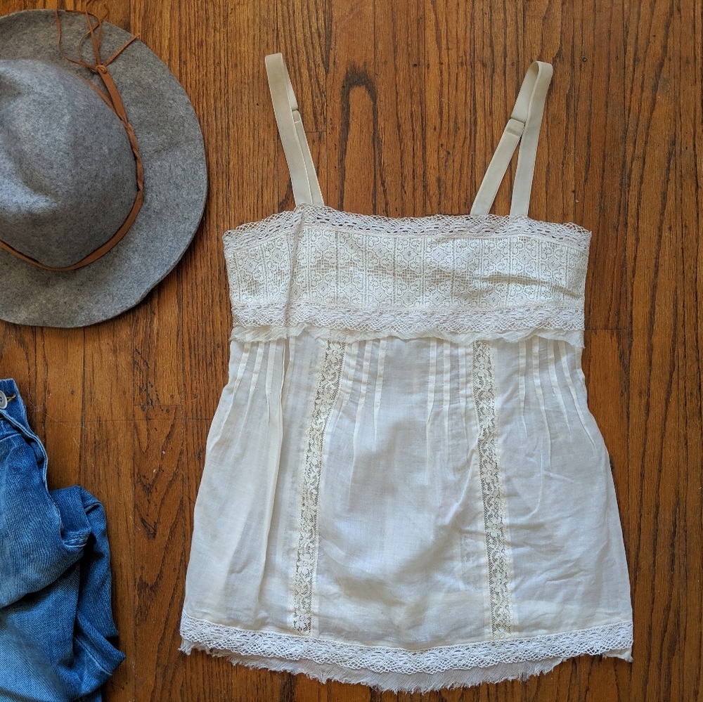 Rare Rebecca Taylor Cotton Lace Crochet Camisole - Picture 6 of 8